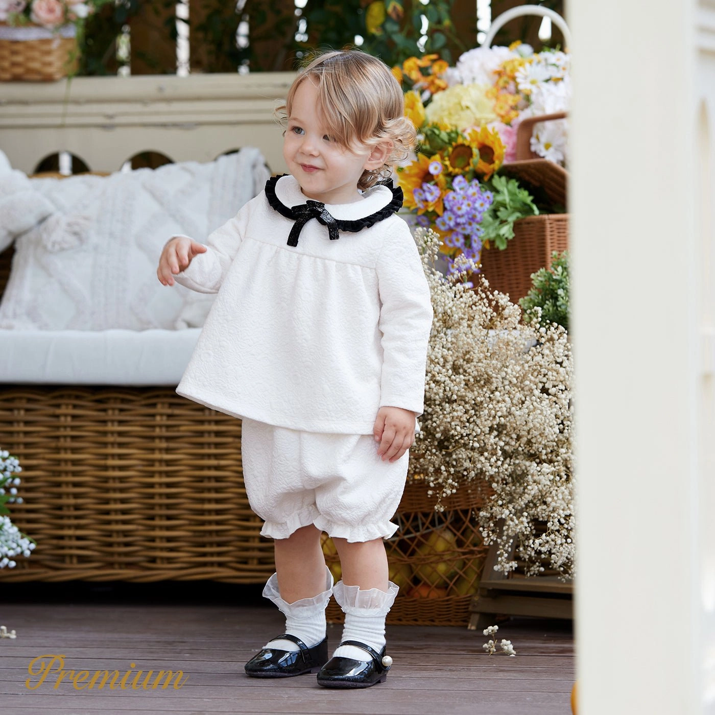 2pcs Medium Thick Elegant Ruffle Edge Babygirl Sets for Regular Wear