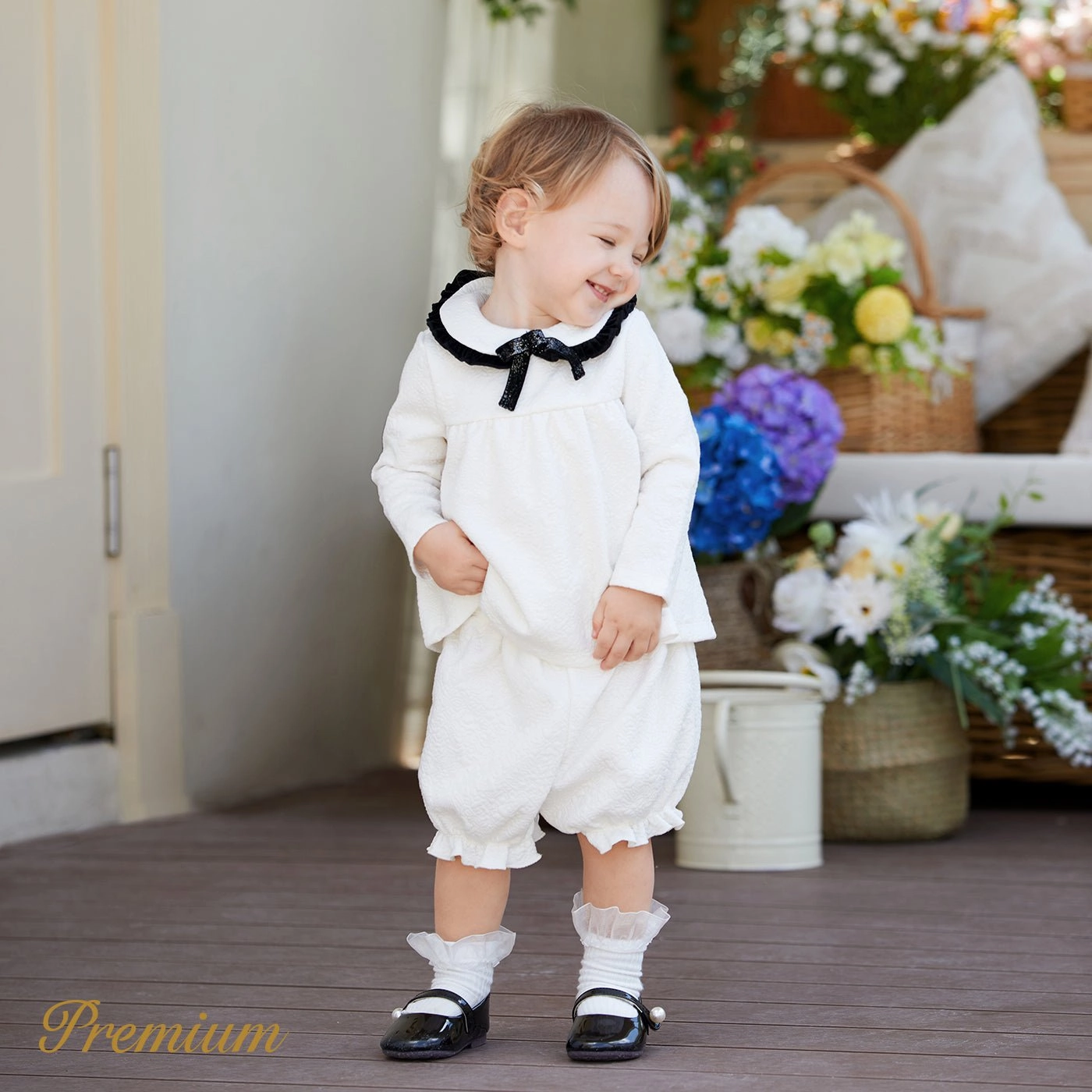 2pcs Medium Thick Elegant Ruffle Edge Babygirl Sets for Regular Wear