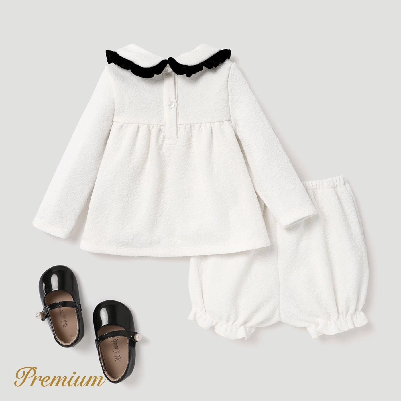 2pcs Medium Thick Elegant Ruffle Edge Babygirl Sets for Regular Wear