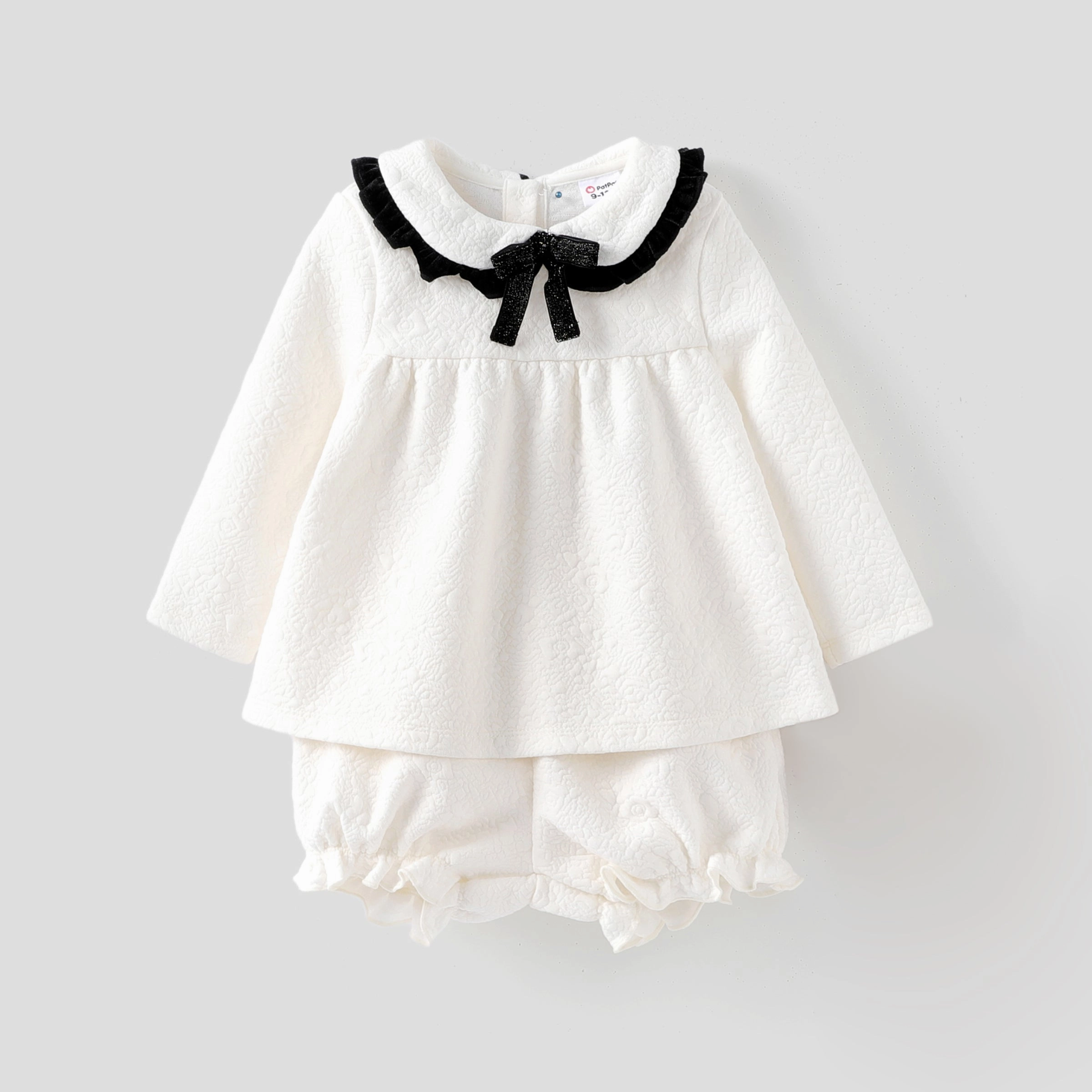 2pcs Medium Thick Elegant Ruffle Edge Babygirl Sets for Regular Wear