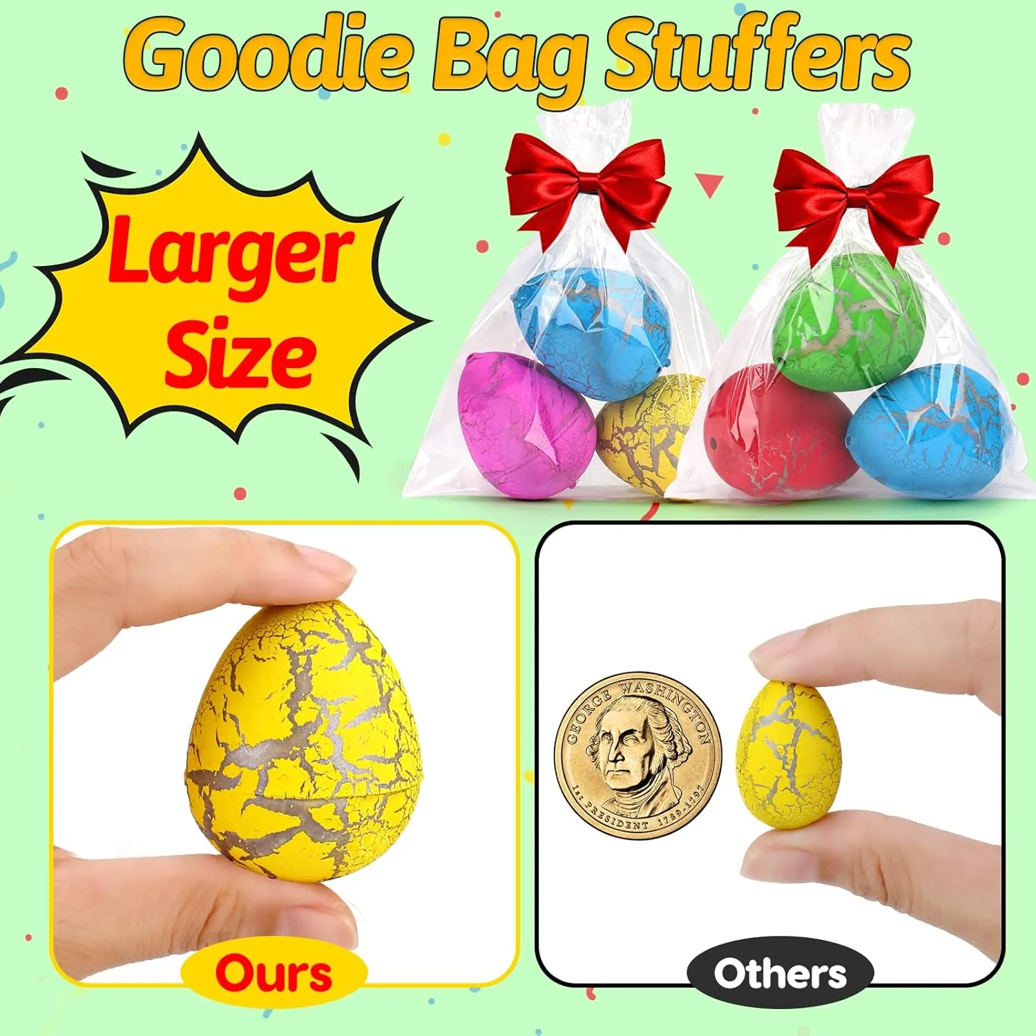 30PCS Large Hatching Dinosaur Eggs for Dinosaur Birthday Party Favors for Kids 3-5 4-8 Goodie Bag Gift Stuffers Classroom Prizes Bulk Treat Stuff Novelty Grow in Water Dino Eggs with Toys Inside