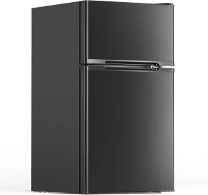 3.1 Cu.Ft Mini Fridge with Freezer, 2 Door Compact Refrigerator, Mini Fridge with Adjustable Removable Glass Shelves for Bedroom, Office, Dorm or Apartment, Black