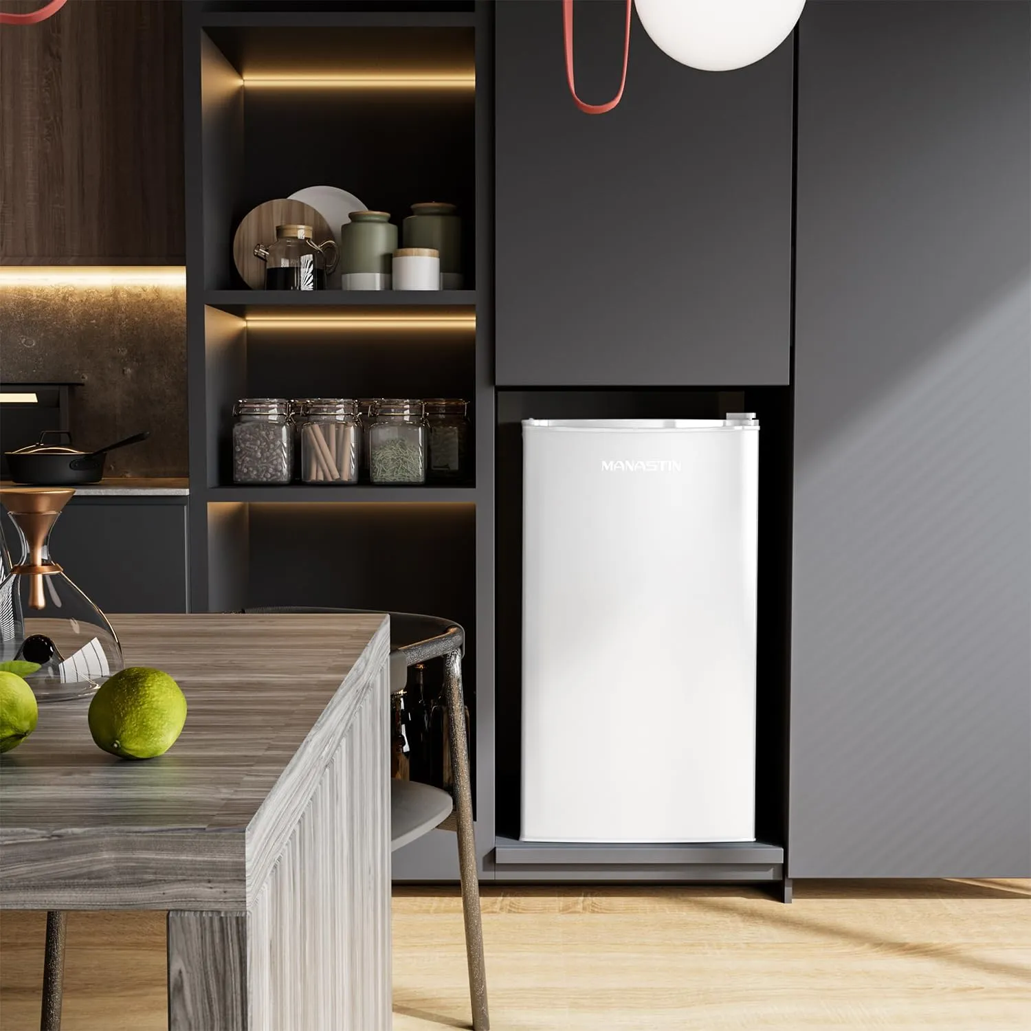 3.2 Cu.Ft Mini Fridge with Freezer, Single Door Mini Fridge, Adjustable Thermostat, Energy Saving Mini Refrigerator for Bedroom, Office, Dorm (White, 3.2 Cu.ft)