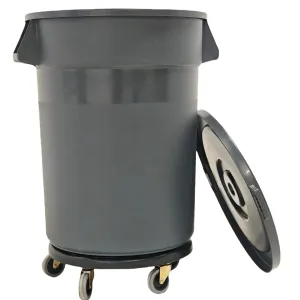 32 Gallon Outdoor Trash Can with Lid, Removable Wheels and Sturdy Handle Outdoor Trash Can for Outdoors, Hospitals, Garages, Backyards and Yards (Grey)