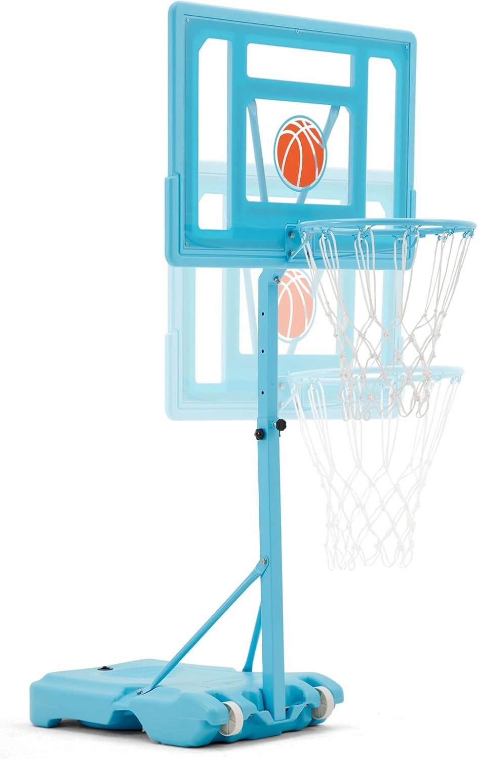 32“x23” Pool Basketball Hoop, 3.1FT-4.1FT Height Adjustable Poolside Basketball Hoop,Include Air Pump,Basketball, Made for Teens, Adults, Blue