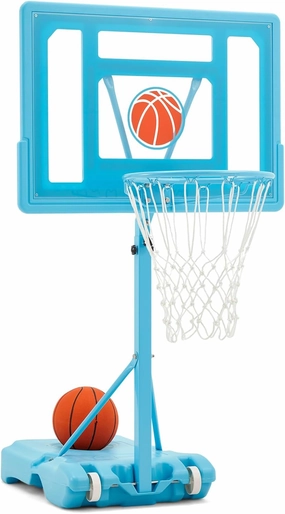 32“x23” Pool Basketball Hoop, 3.1FT-4.1FT Height Adjustable Poolside Basketball Hoop,Include Air Pump,Basketball, Made for Teens, Adults, Blue