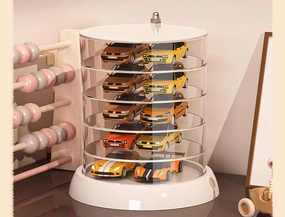 360 Degree Rotating Multi-Layer Shelf car Storage Box, Suitable for 1:64 Hot Wheels Toy Cars, Transparent Display Stand, can Hold 10-20 Cars
