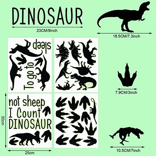38 Pieces Dinosaur Wall Decals Glow in The Dark Dinosaur Wall Decals to Go to Sleep I Count Dinosaurs Not Sheep Dinosaur Decorations for Boys Room (Luminous Style)