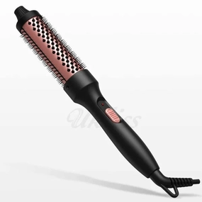 3-in-1 Heated Curling Brush – Ceramic Thermal Hair Curler & Volumizing Roller Comb with Double PTC Technology