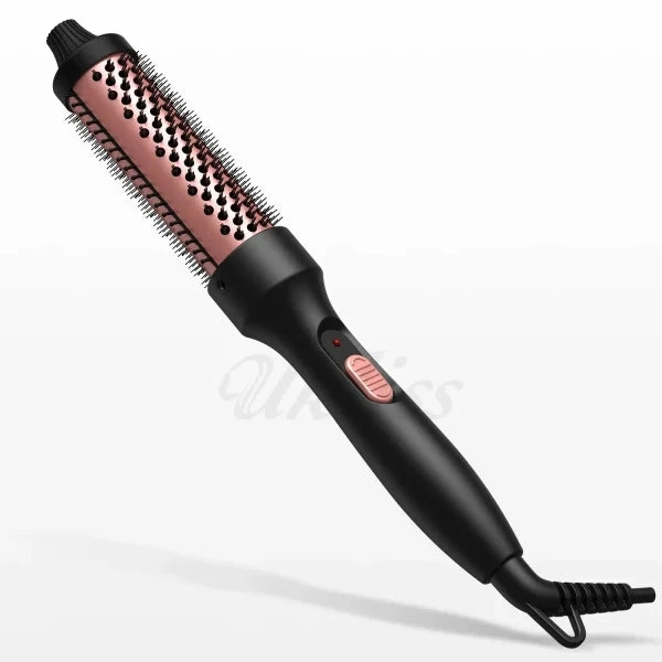 3-in-1 Heated Curling Brush – Ceramic Thermal Hair Curler & Volumizing Roller Comb with Double PTC Technology