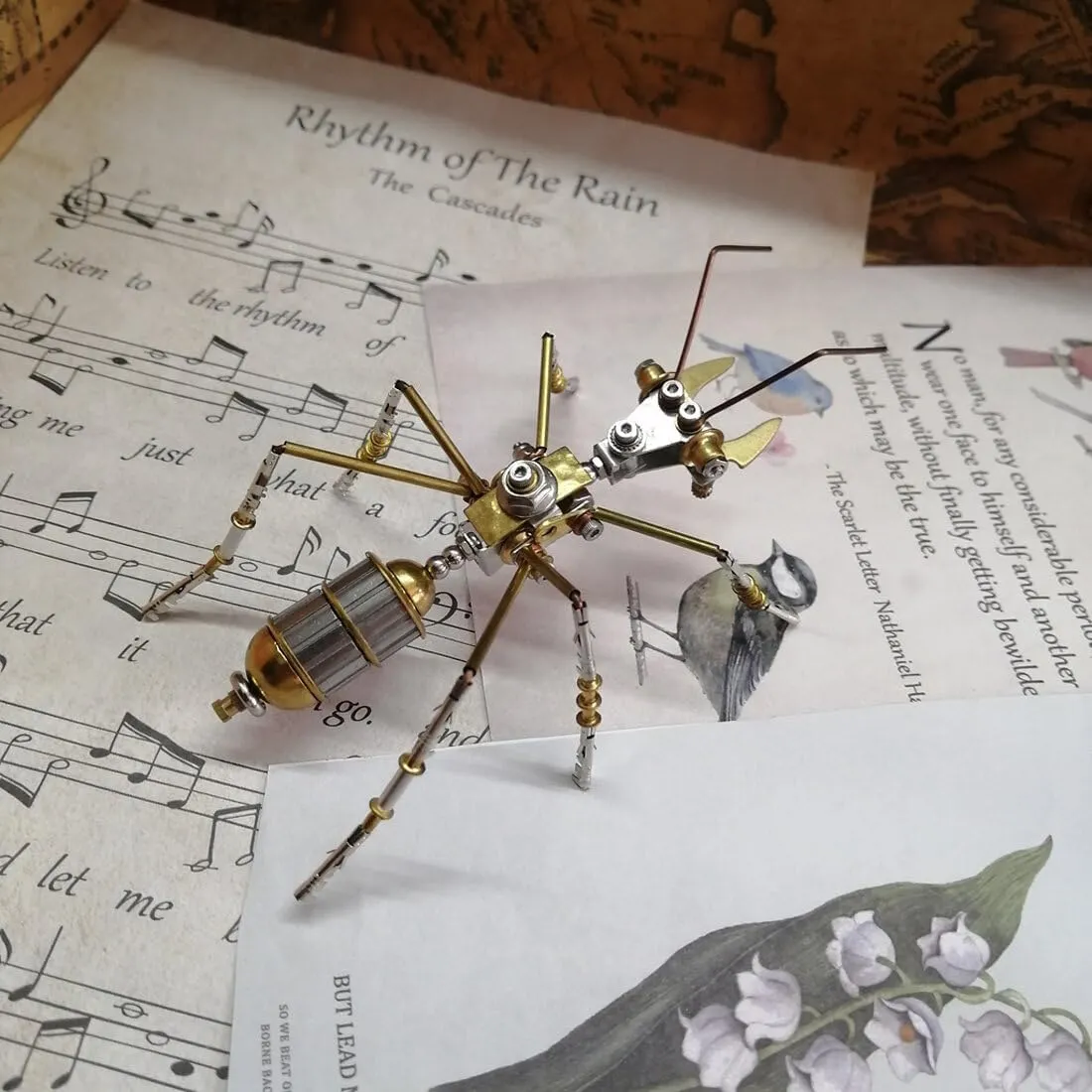 3D Metal Puzzles Kits for Adults, Mechanical Steampunk Little Ant Model Kit, Creative Tide Play Ideal for Gifts and Decorations, Static Version/ 100 PCS