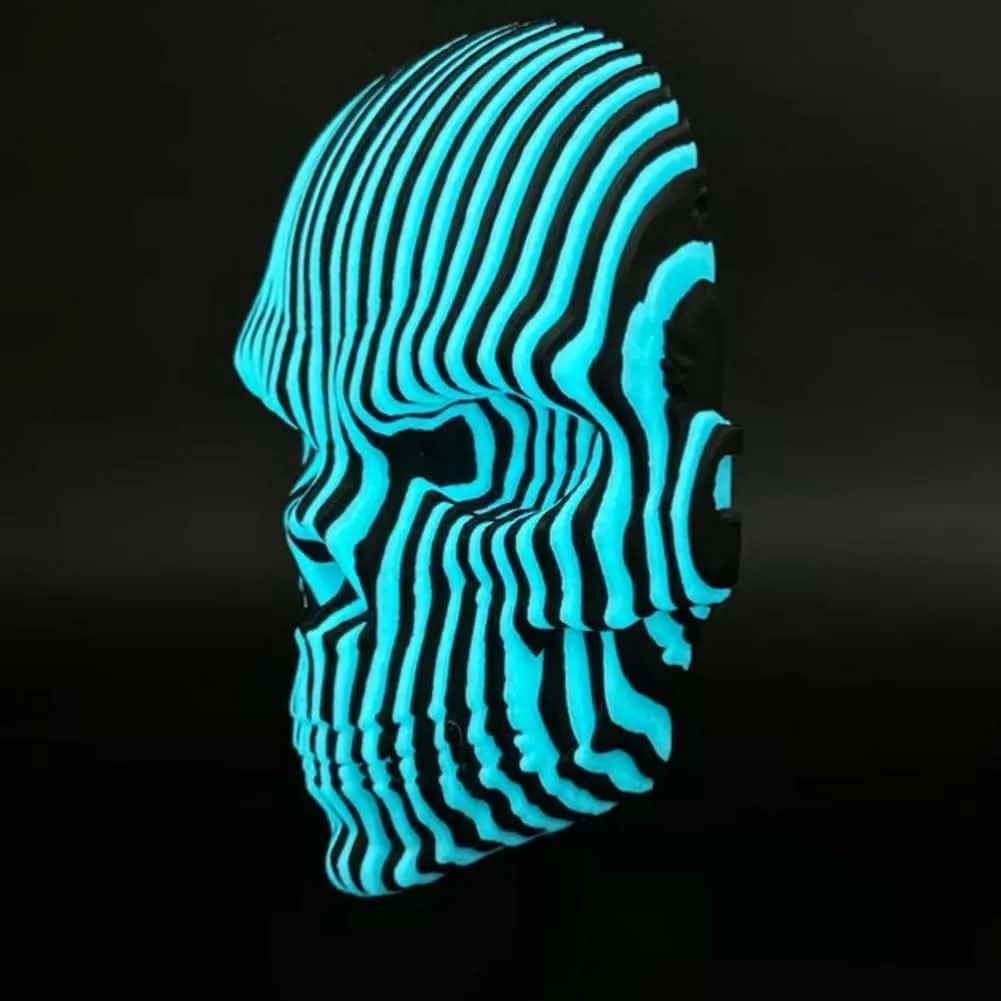 3D Printed Luminous Quantum Skull，Flexible Quantum Puzzle for Stress Relief,3D Printing Glow Skulls Toy， Halloween Decor Decorations, Fidget Puzzle for Adults Anxiety Relaxing(Blue Green)