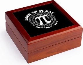 3dRose, Born on Pi day black and white happy birthday design for March 14, Jewelry Box 5.5x5.5 inch with 4 inch tile