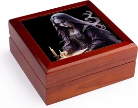 3dRose, Gothic Ghost Reading A Book Of Spells By Candlelight, Jewelry Box 5.5x5.5 inch with 4 inch tile
