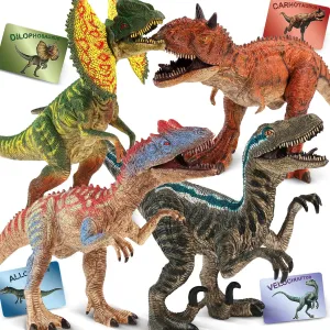 4 PCS Big Dinosaur Toys for Kids 3-5 Realistic Dinosaur Figures with Learning Cards & Movable Parts- Jumbo Dino Toys for Kids 5-7 Ideal Gift for Toddlers Boys Girls Ages 3 