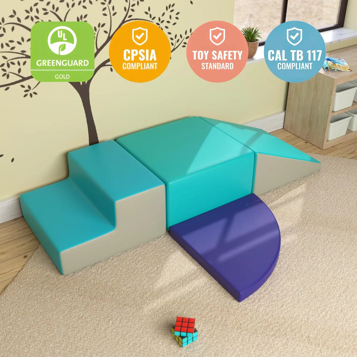 4-Piece Climbing Toys for Toddlers 1-3 Indoor, Lightweight Soft Play Nugget Couch Kids, Foam Blocks Toddler Gym, Soft Play Equipment Climb and Crawl Activity Playset