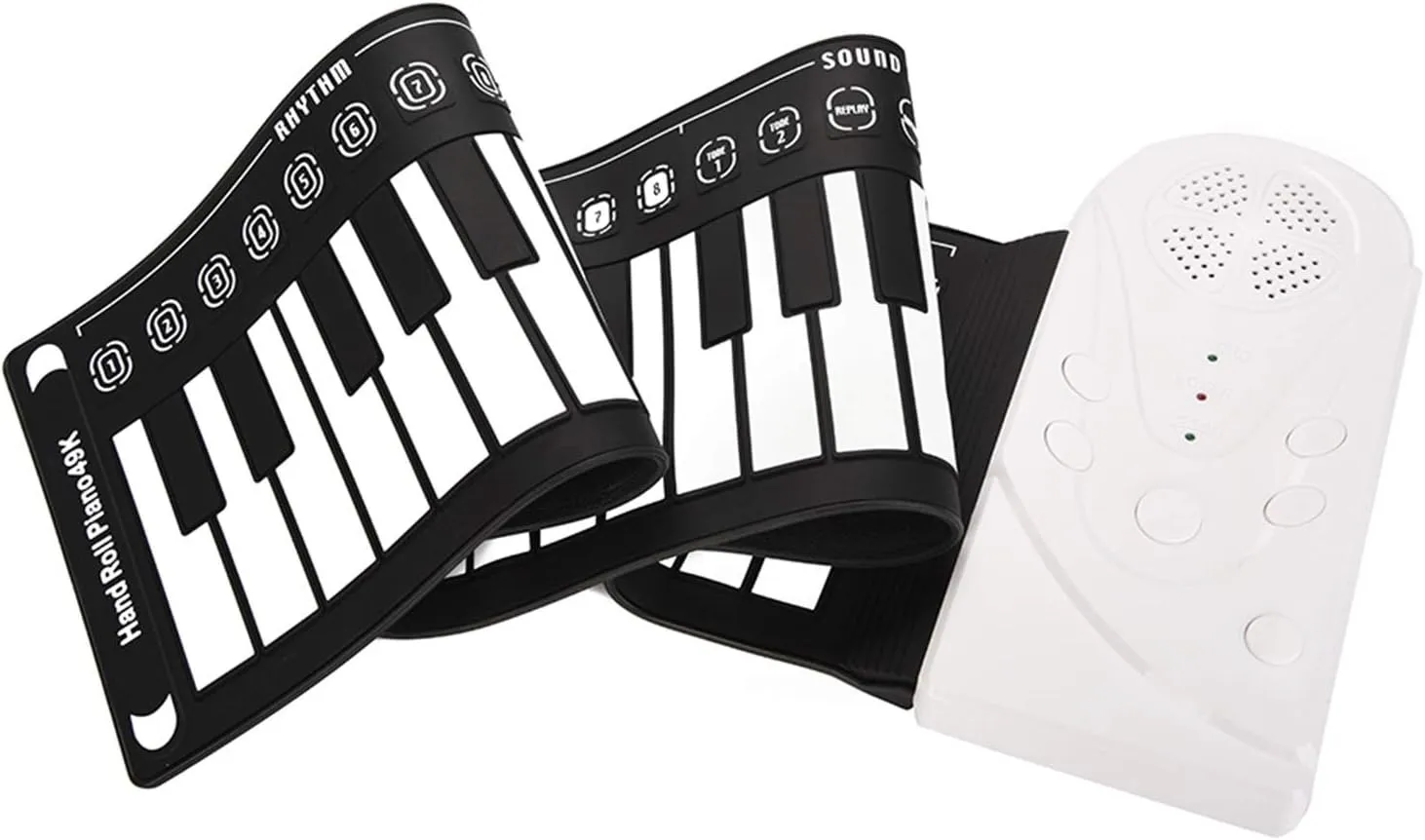 49 Keys Rolling Up Piano, Electronic Keyboard Hand Rolling Up Piano, Portable Lightweight with Speaker, for Kids Beginners (White)