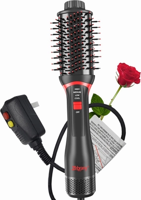 4-in-1 Hair Dryer Brush for Women – Ionic Blow Dryer Brush with Volumizer, Straightener & Curler – 1200W Hot Air Brush for All Hair Types – Lightweight & Travel-Friendly Hair Tool