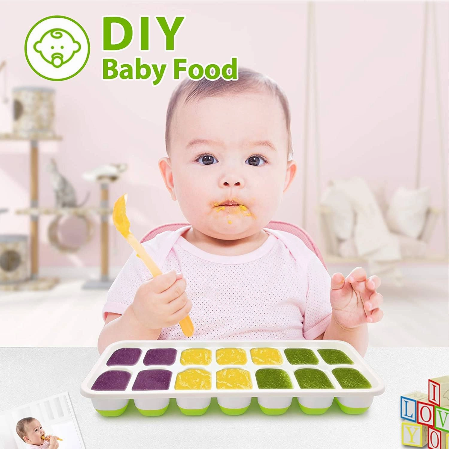 4-Pack: Easy-Release Silicone & Flexible 14-Ice Cube Trays with Spill-Resistant Removable Lid