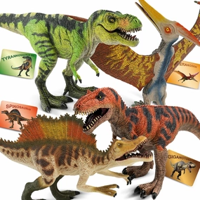 4 PCS Jumbo Dinosaur Toys for Kids 3-5 Realistic Dinosaur Figures with Movable Parts & Learning Cards- Big Dino Toys for Kids 5-7 Ideal Gift for Toddlers Boys Girls Ages 3 