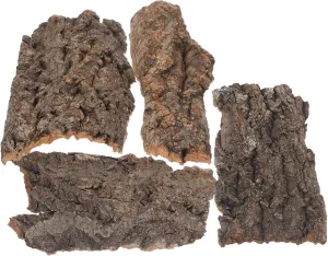 4pcs Reptile Bark Cork Wood Bark Terrarium Decor Cork Flat Bedding for Bearded Dragon Lizard Geckos Tortoise, Random Size 3.2 to 5.5Inch