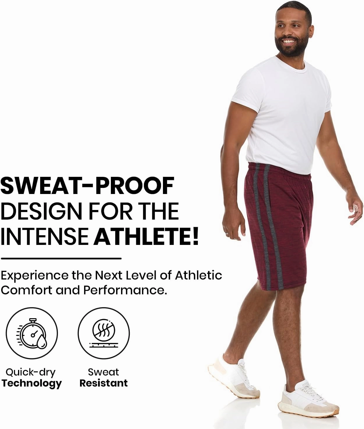 5 Pack: Men's Dry-Fit Sweat Resistant Active Athletic Performance Shorts