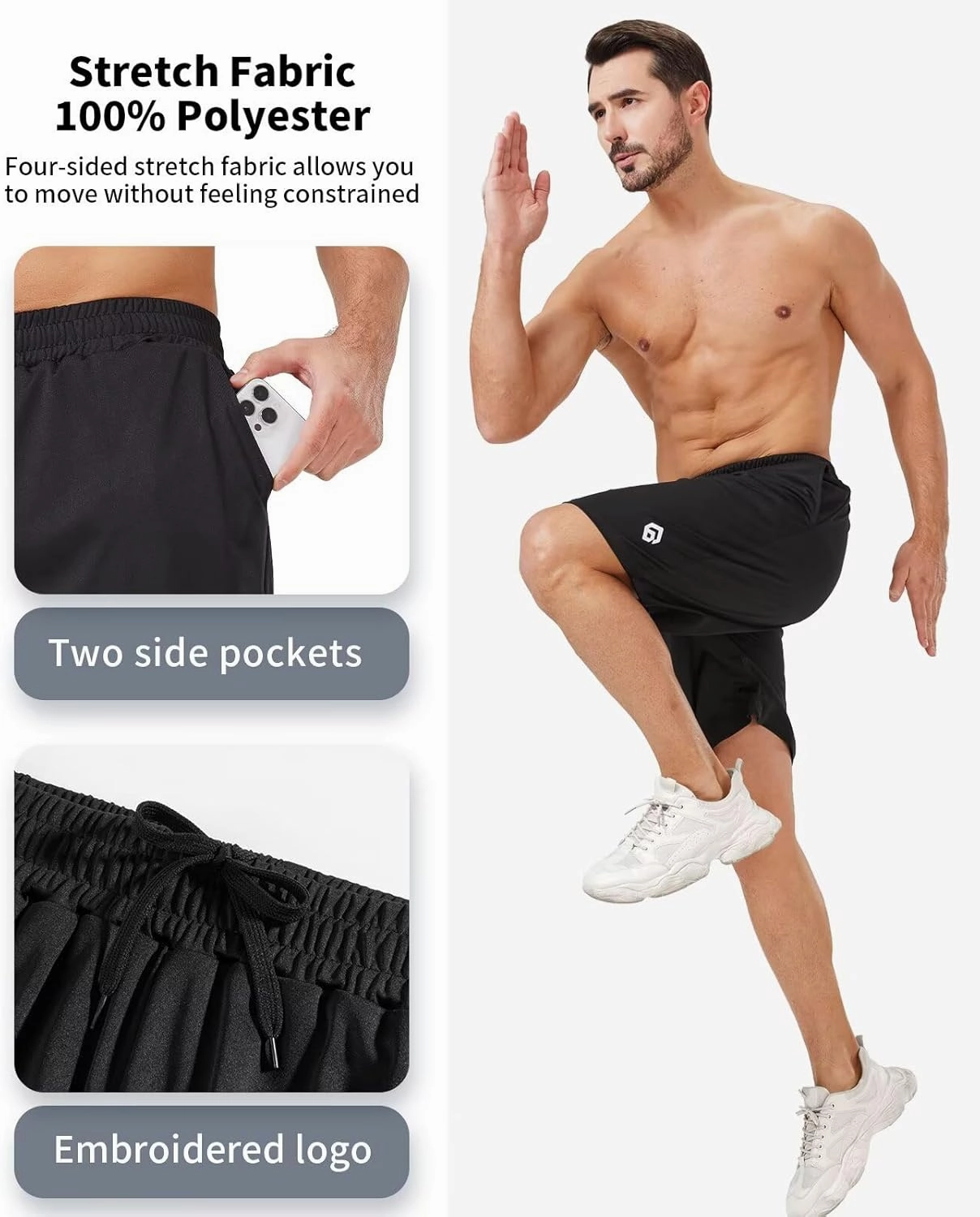 5 Pack Mens Shorts Casual with Pockets,Mens Athletic Shorts 9''Quick Dry Basketball Shorts Men for Gym Running