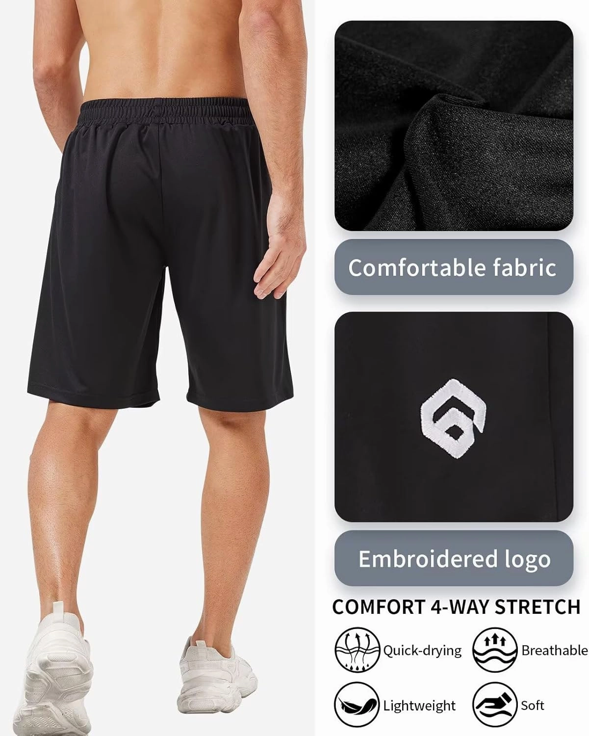 5 Pack Mens Shorts Casual with Pockets,Mens Athletic Shorts 9''Quick Dry Basketball Shorts Men for Gym Running