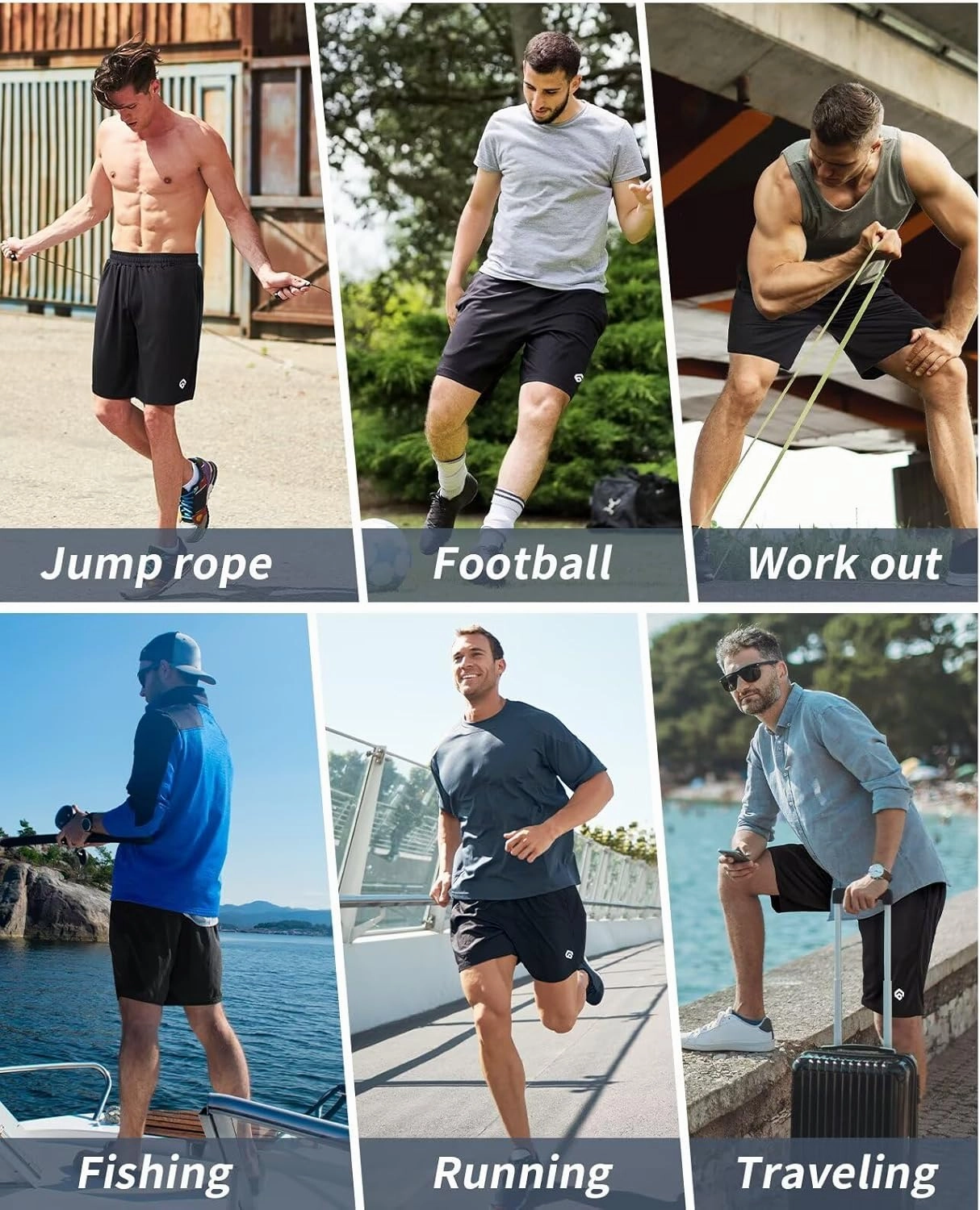 5 Pack Mens Shorts Casual with Pockets,Mens Athletic Shorts 9''Quick Dry Basketball Shorts Men for Gym Running