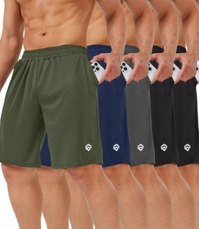 5 Pack Mens Shorts Casual with Pockets,Mens Athletic Shorts 9''Quick Dry Basketball Shorts Men for Gym Running