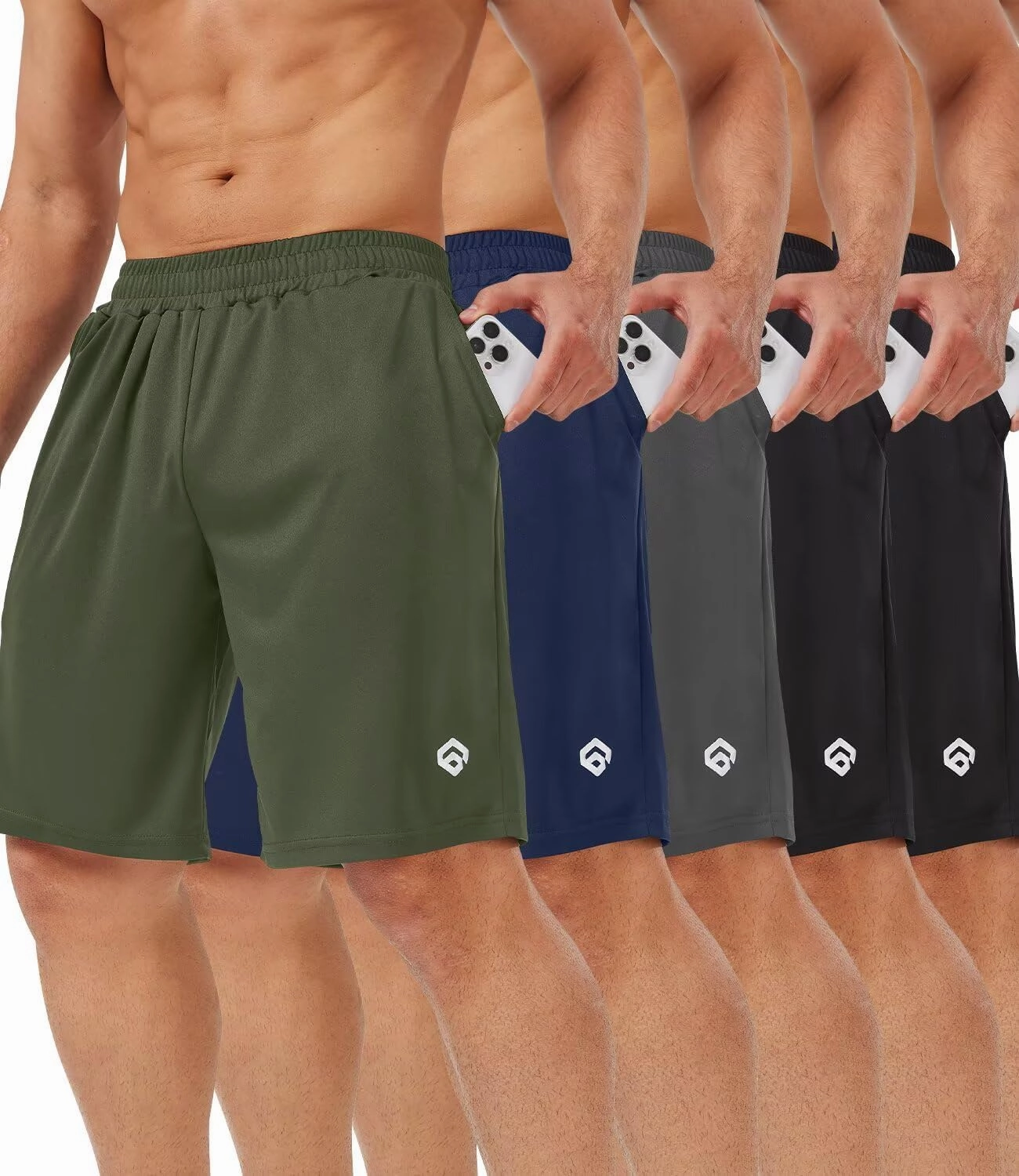 5 Pack Mens Shorts Casual with Pockets,Mens Athletic Shorts 9''Quick Dry Basketball Shorts Men for Gym Running
