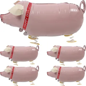 5pcs Balloon Inflatables Pig Decor Farm Animal Birthday Party Supplies Pig Inflatable Three Children Toys Kids Toy Inflatable Pig Light Aluminum Film Accessories