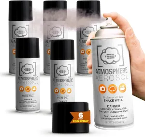 6 Pack Atmosphere Aerosol Haze/Fog Spray for Photography - Safe & Portable Mini Fog Machine Alternative - Smoke and Light Ray Effects Maker for Indoor and Outdoor, No Battery - Made in The USA