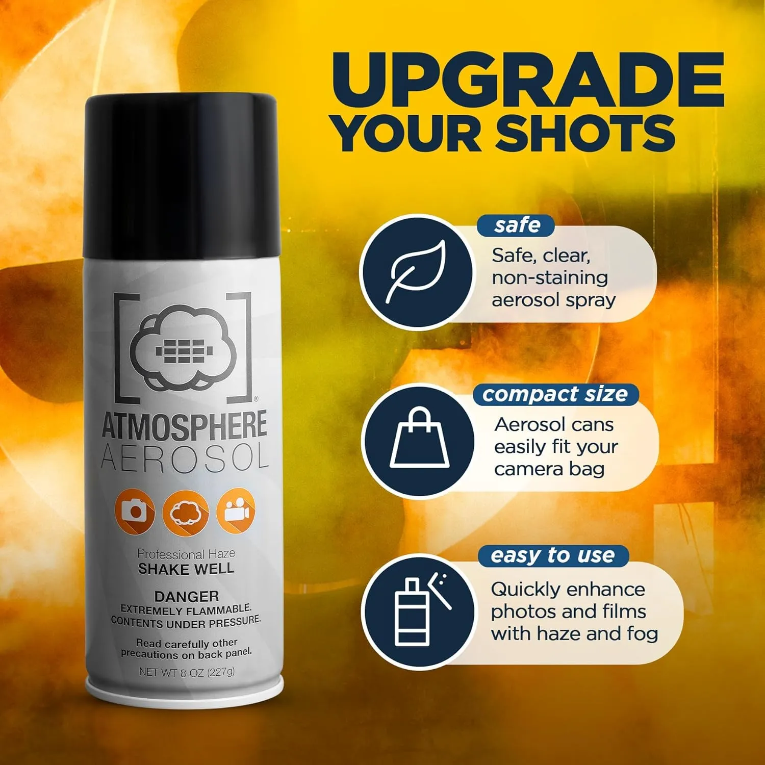 6 Pack Atmosphere Aerosol Haze/Fog Spray for Photography - Safe & Portable Mini Fog Machine Alternative - Smoke and Light Ray Effects Maker for Indoor and Outdoor, No Battery - Made in The USA