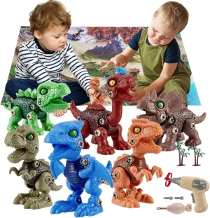 6 Pack Stem Dinosaur Toys, Kids Take Apart Construction Building Toys Learning Educational Dino Kit Play Set, Party Christmas Birthday Gifts for Toddler Boys Girls Age 3-8