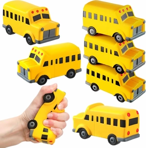 6 Pcs Stress Toy School Bus Construction Vehicles Stress Ball Funny Toy Anxiety Relief Foam Squeeze Balls Back to School Supplies for Teacher Classrooms Prize Party Favor Gift
