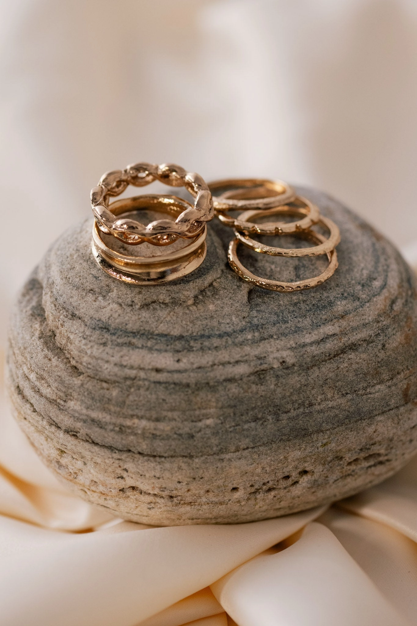 6 Wave Ring Set Gold