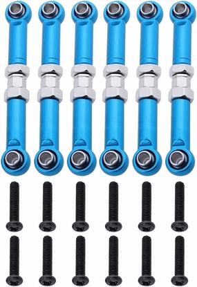 6PCS Adjustable Hobbypark Aluminum Steering Linkage Servo Link Pull Rod Turnbuckle A959-03 Metal for WLtoys A959 A969 A979 1/18th RC Car Upgrade Parts