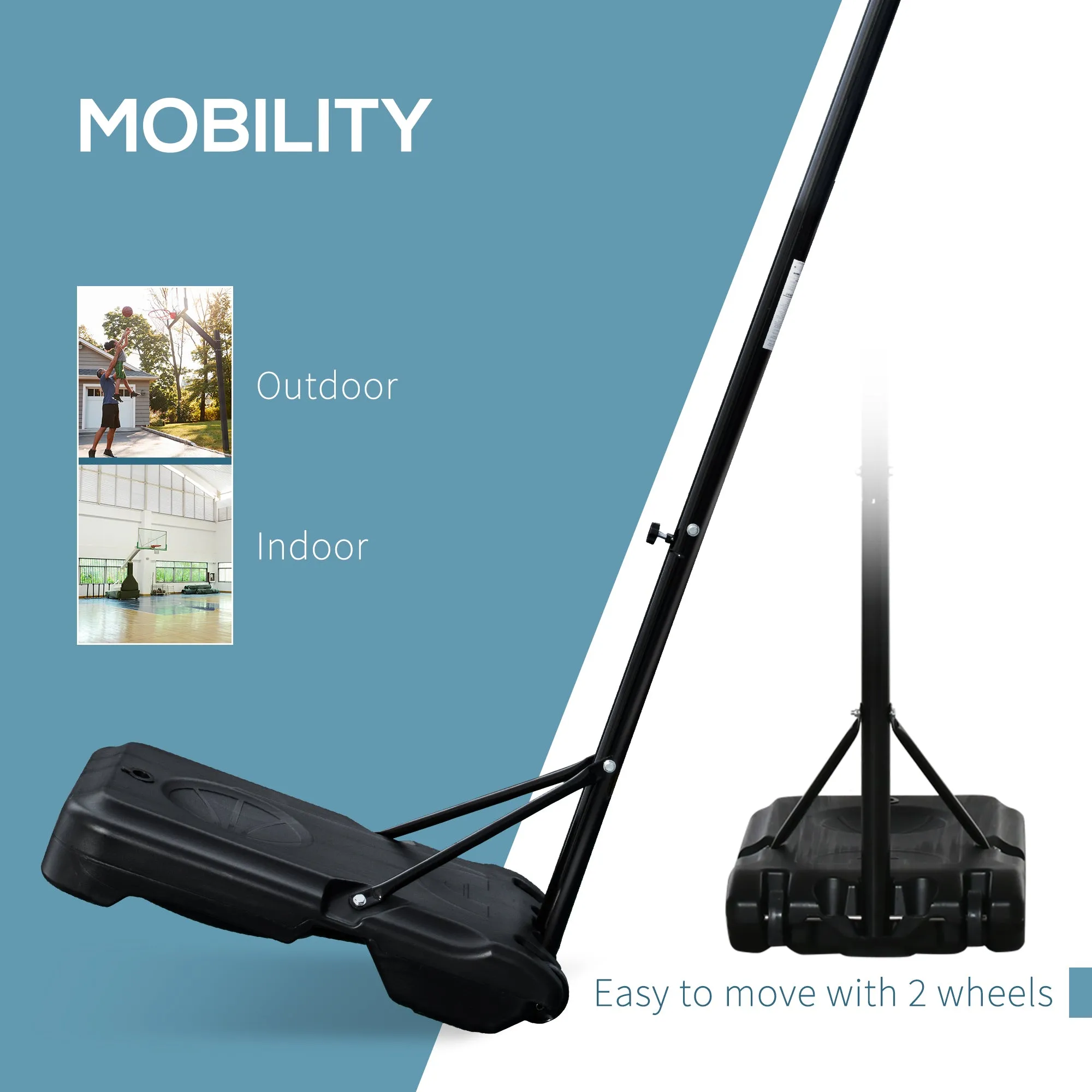 7-8.5ft Basketball Hoop, Freestanding Basketball System with 27.5" Shatterproof Backboard and Wheels, White