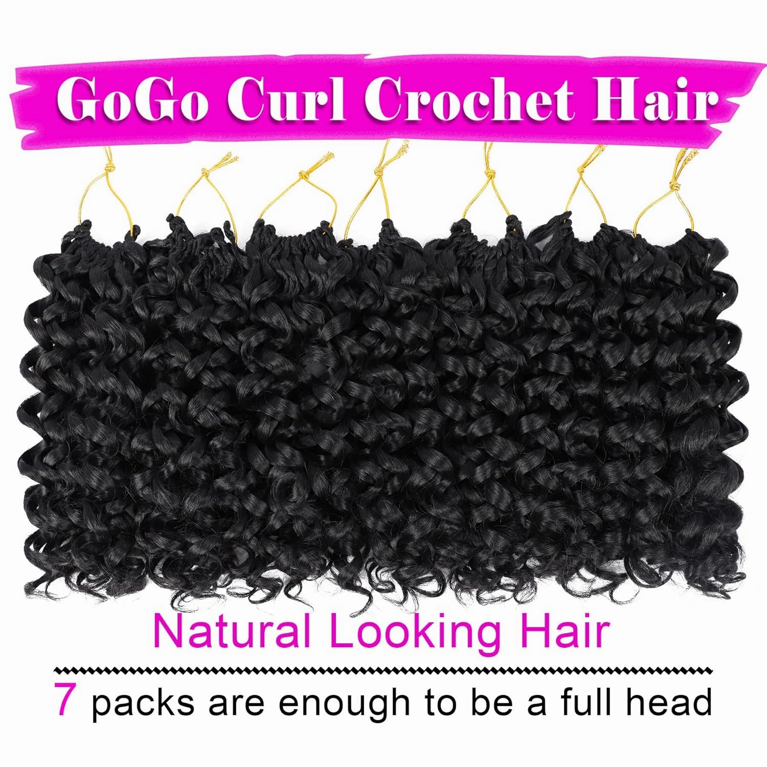 7 Packs GoGo Curl Crochet Hair 8 Inch Short Curly Crochet Hair for Women Deep Wave Beach Curl Crochet Braids Synthetic Braiding Hair Extensions(8 Inch, 1B)