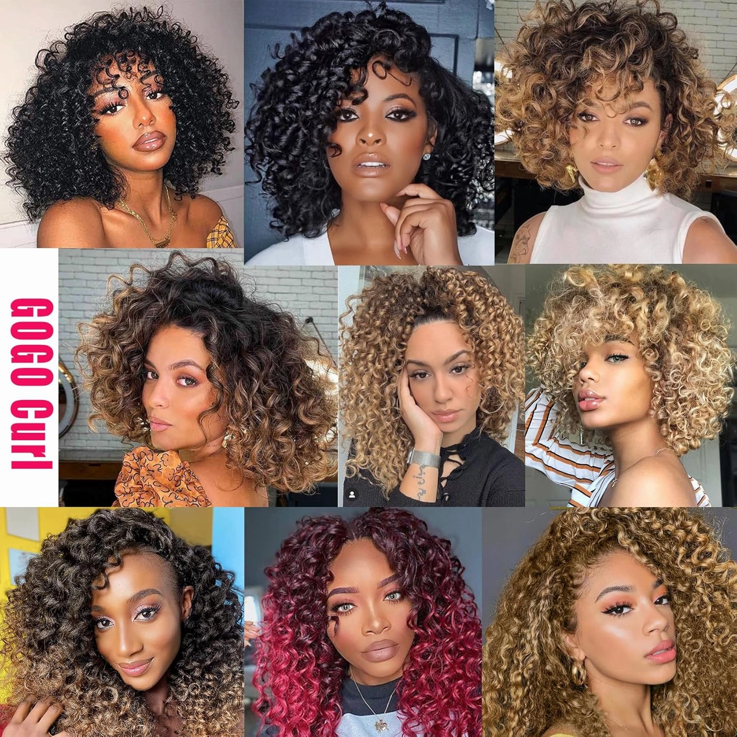 7 Packs GoGo Curl Crochet Hair 8 Inch Short Curly Crochet Hair for Women Deep Wave Beach Curl Crochet Braids Synthetic Braiding Hair Extensions(8 Inch, 1B)