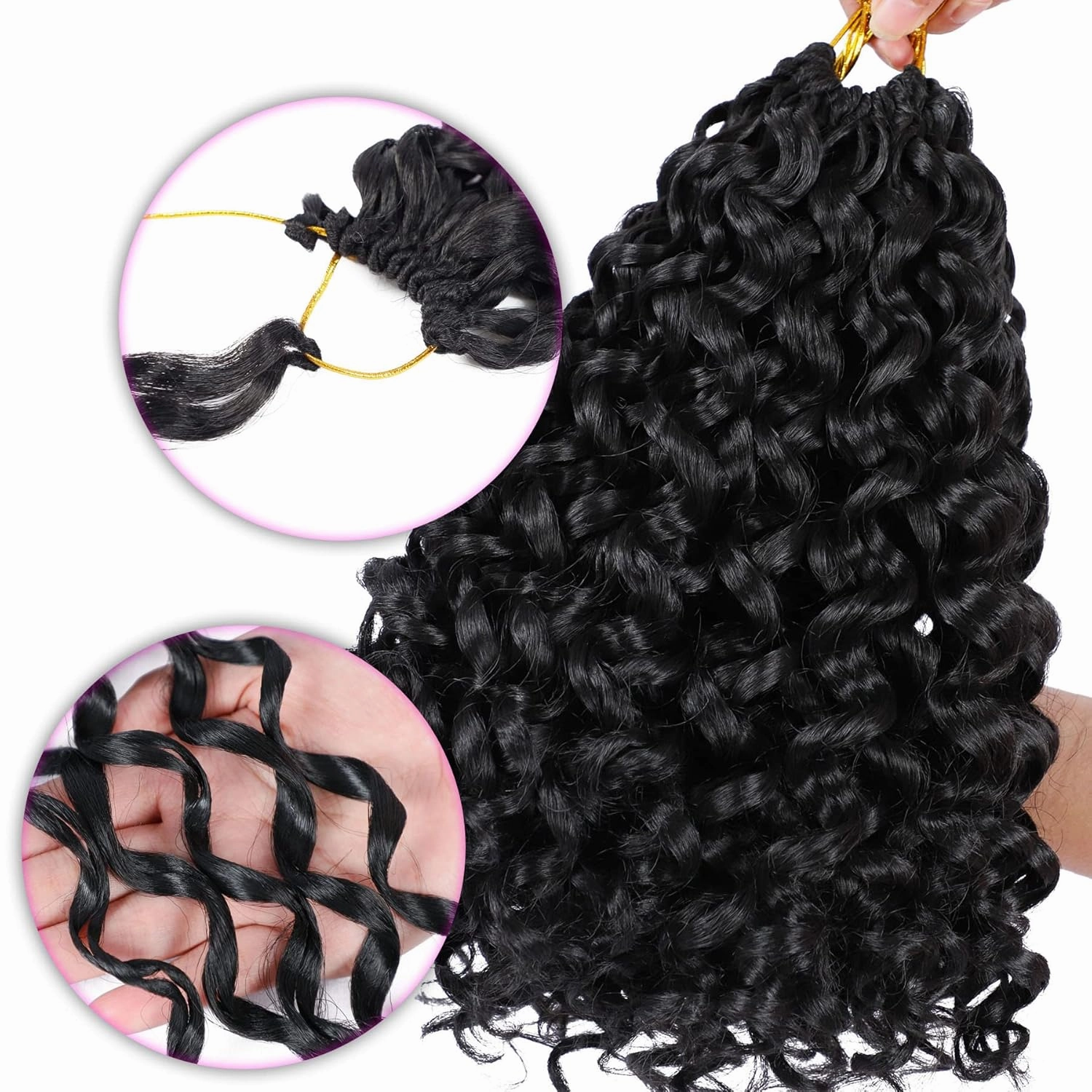 7 Packs GoGo Curl Crochet Hair 8 Inch Short Curly Crochet Hair for Women Deep Wave Beach Curl Crochet Braids Synthetic Braiding Hair Extensions(8 Inch, 1B)