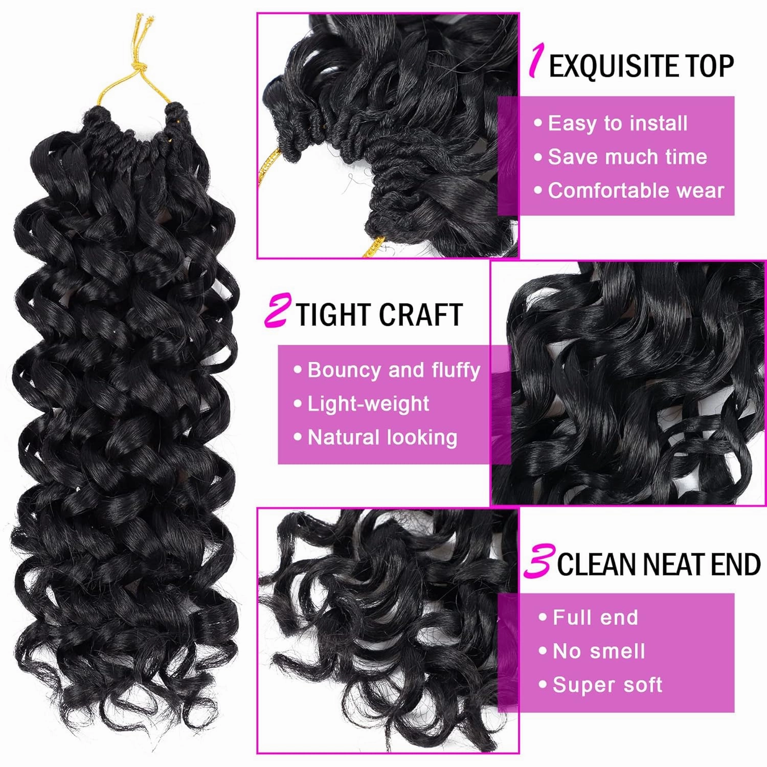 7 Packs GoGo Curl Crochet Hair 8 Inch Short Curly Crochet Hair for Women Deep Wave Beach Curl Crochet Braids Synthetic Braiding Hair Extensions(8 Inch, 1B)