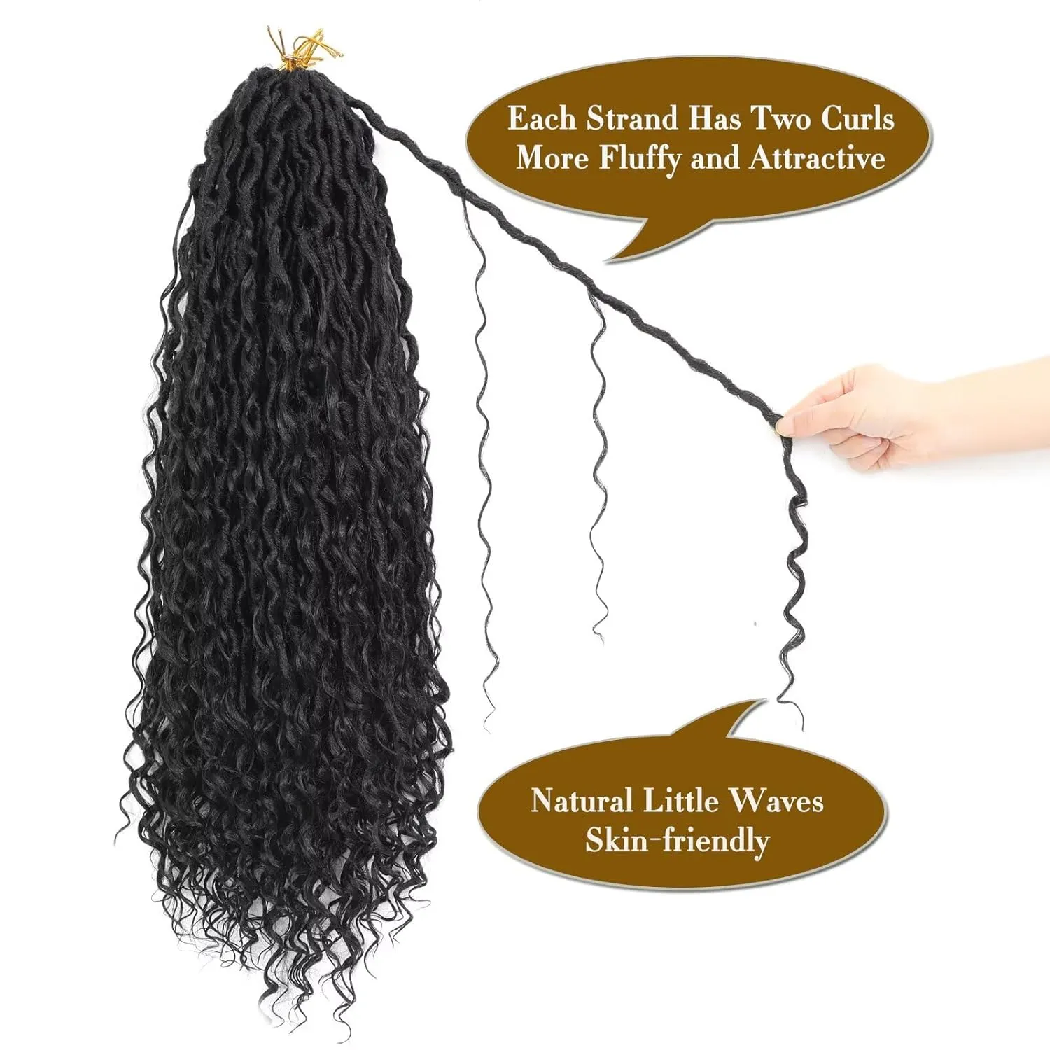 8 Packs River Faux Locs Crochet Hair 18inch New Goddess Locs Crochet Hair Boho Faux Locs Wavy Crochet Curly Hair with Curly Ends Synthetic Hair Extensions (18" 8Packs 1B#)
