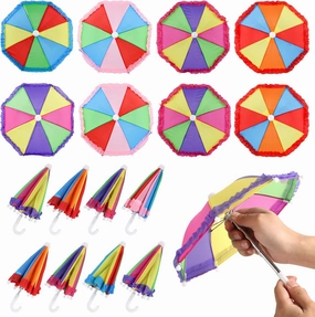 8pcs Miniature Umbrellas, 11.8 Inch Adjustable Mini Lace Colorful Decorations for Boys Girl Dolls Decorations & Home Accessories & Games Photography Props Supplies (Rainbow Colors)