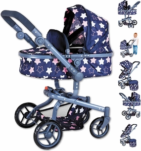 90943 Doll's Pram Boonk Star Blue Pink