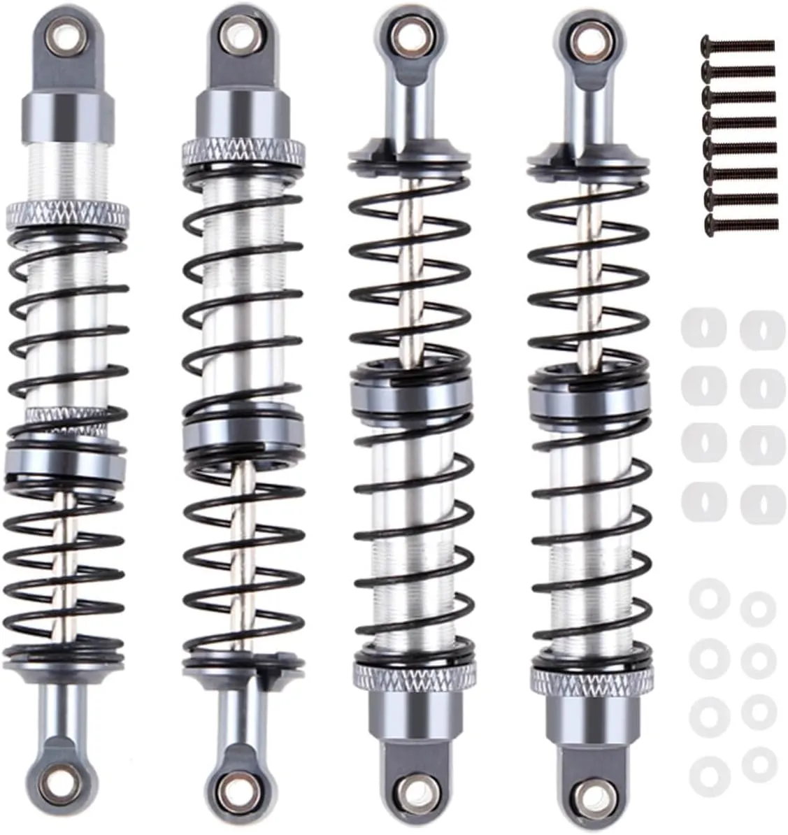 90mm RC Shock Absorber Universal Upgrades Part for 1/10 RC Scale Cars,4PCS Aluminum 7075 Adjustable RC Shock Absorber Hops Up,Titanium