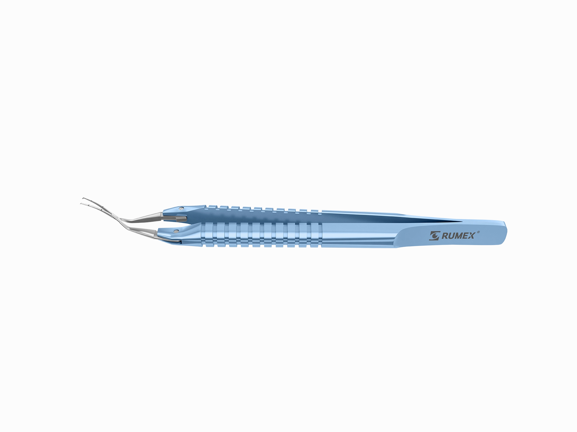 999R 4-0394 Capsulorhexis Forceps with Scale (2.50/5.00 mm), Cross-Action, for 1.50 mm Incisions, Curved Stainless Steel Jaws (8.50 mm), Short Lever (16.00 mm), Medium (91 mm) Round Titanium Handle, Length 110 mm