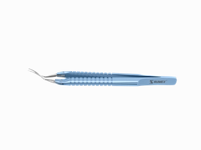 999R 4-0394 Capsulorhexis Forceps with Scale (2.50/5.00 mm), Cross-Action, for 1.50 mm Incisions, Curved Stainless Steel Jaws (8.50 mm), Short Lever (16.00 mm), Medium (91 mm) Round Titanium Handle, Length 110 mm