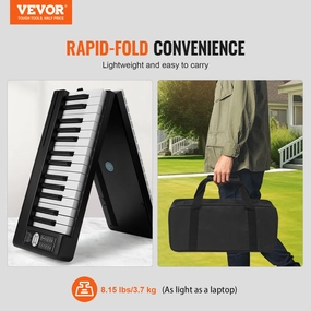 (FINAL PRICES ARE LOWER ON OUR SITE!) VEVOR 61 Key Folding Keyboard Piano Portable Foldable Piano Bluetooth MIDI Black